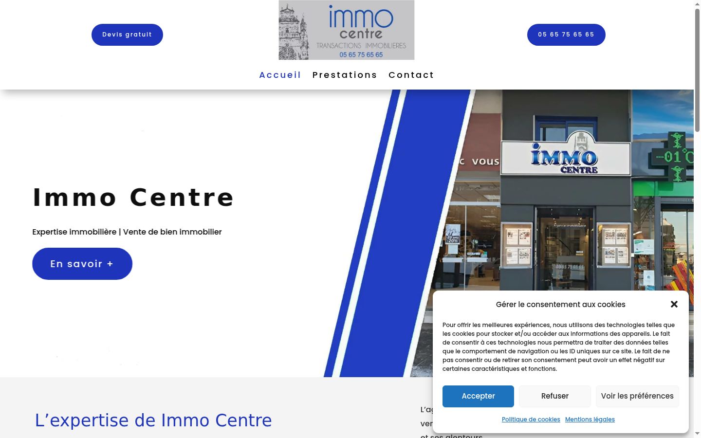 Screenshot del banner di consenso mostrato prima di qualsiasi interazione