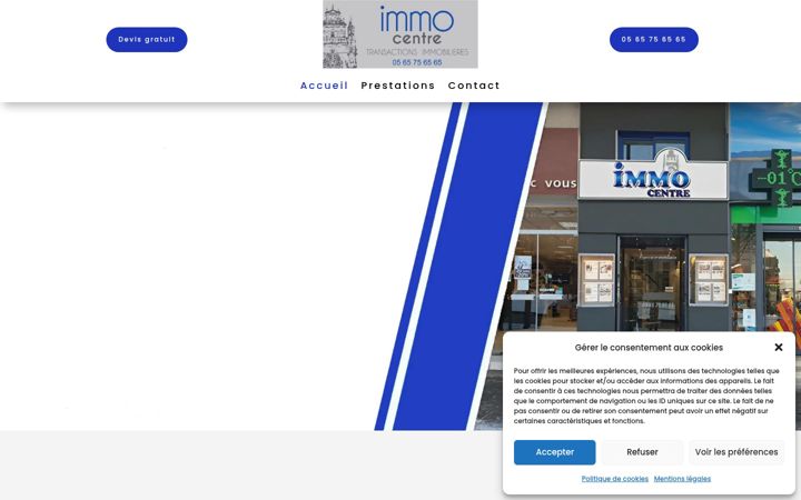 Screenshot of immocentre12.fr