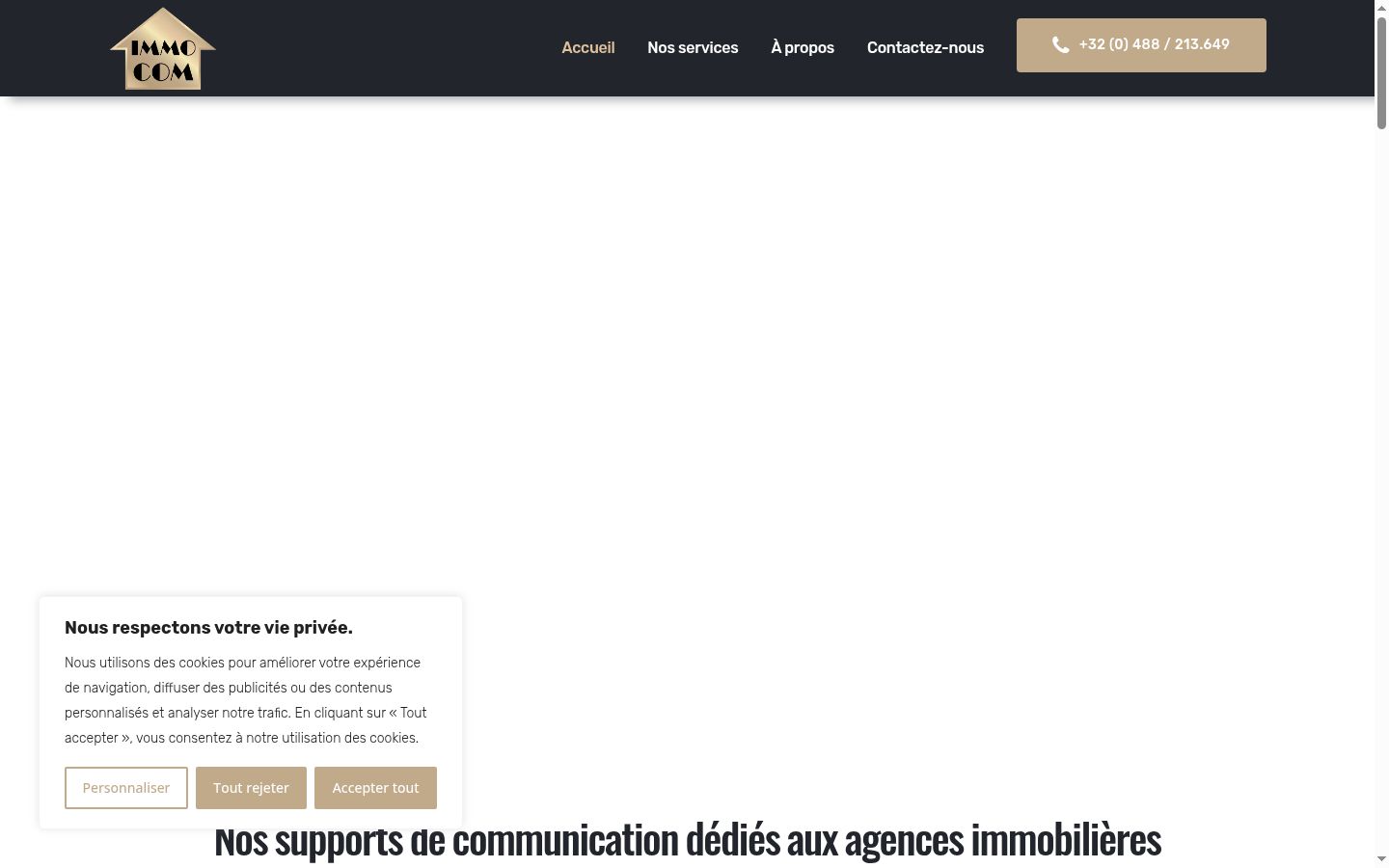 Captura de pantalla del banner de consentimiento mostrado antes de cualquier interacción