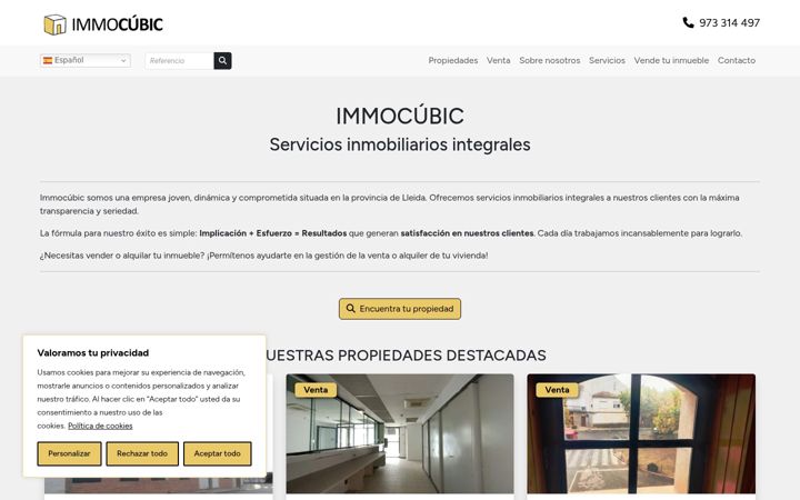 Screenshot van immocubic.com