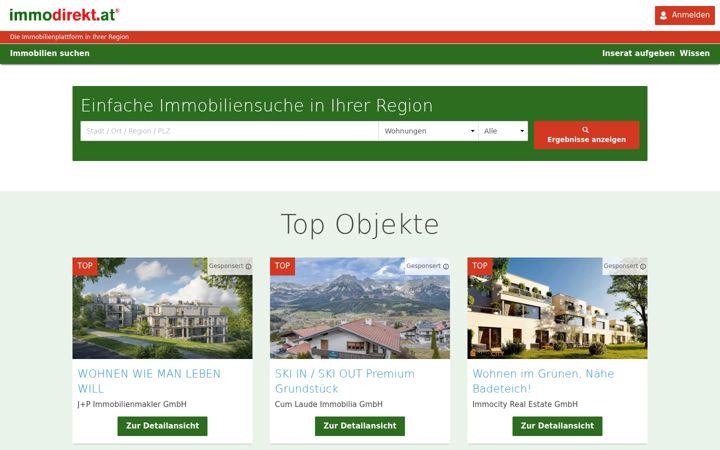 Screenshot von immodirekt.at