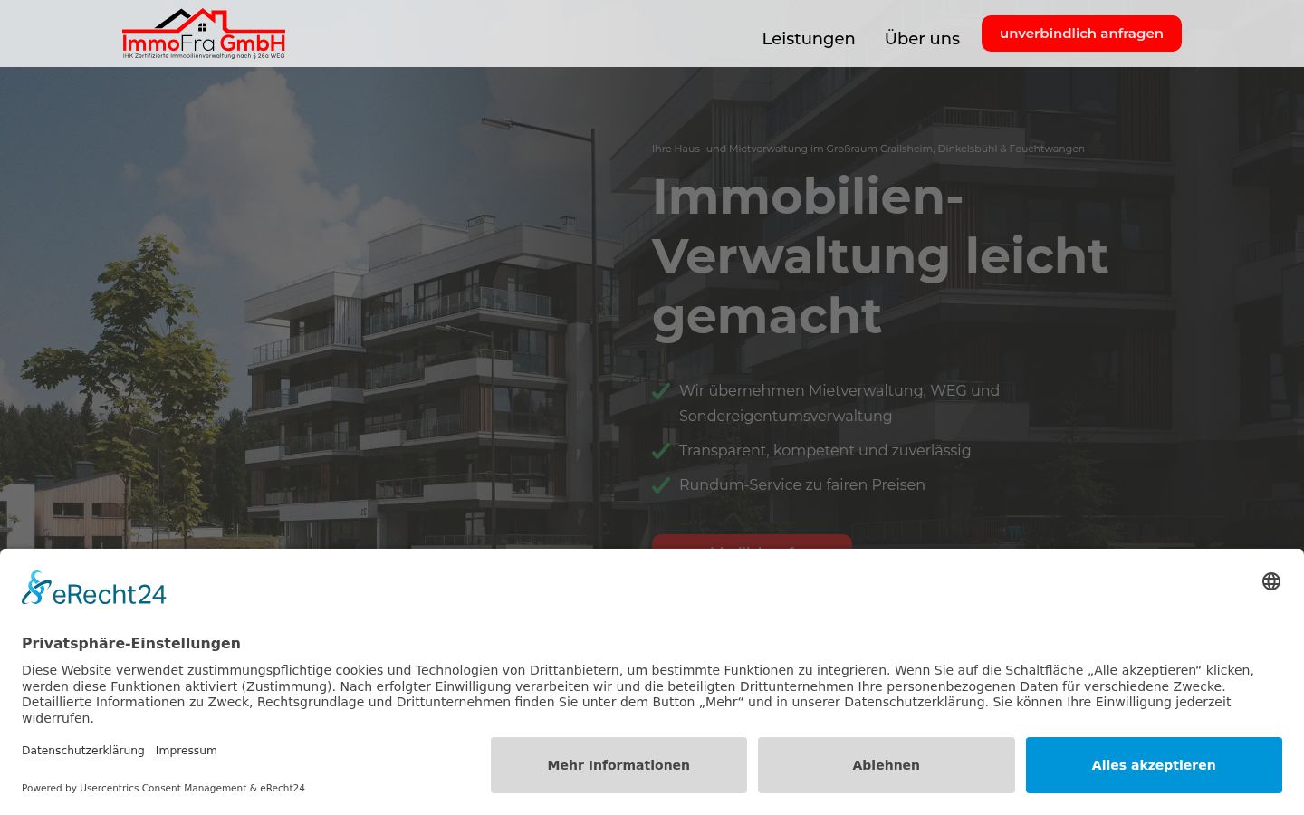 Screenshot del banner di consenso mostrato prima di qualsiasi interazione
