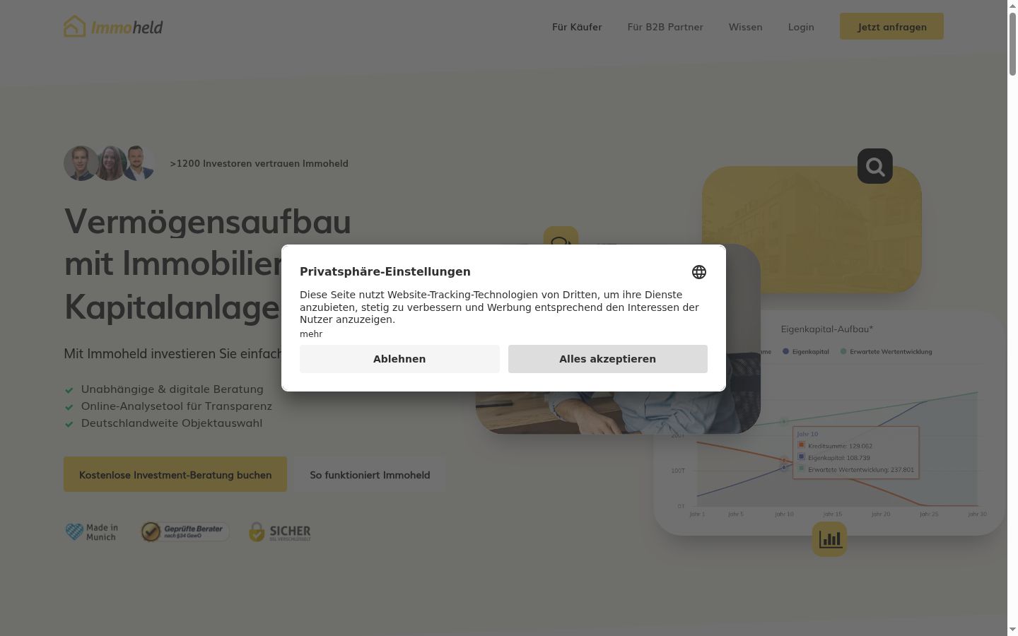 Screenshot of the consent banner shown before any interaction