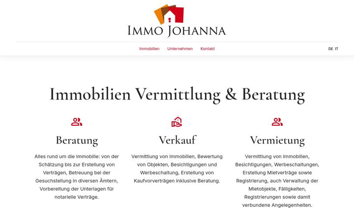 Screenshot van immojohanna.com