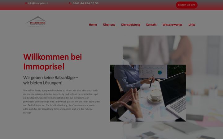 Screenshot of immoprise.ch