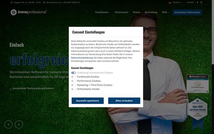 Screenshot of immoprofessional.de