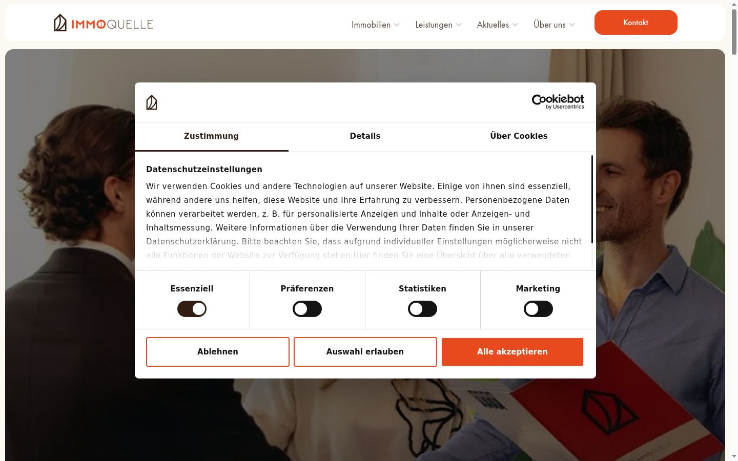 Screenshot of the consent banner shown before any interaction