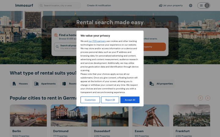 Screenshot of immosurf.de