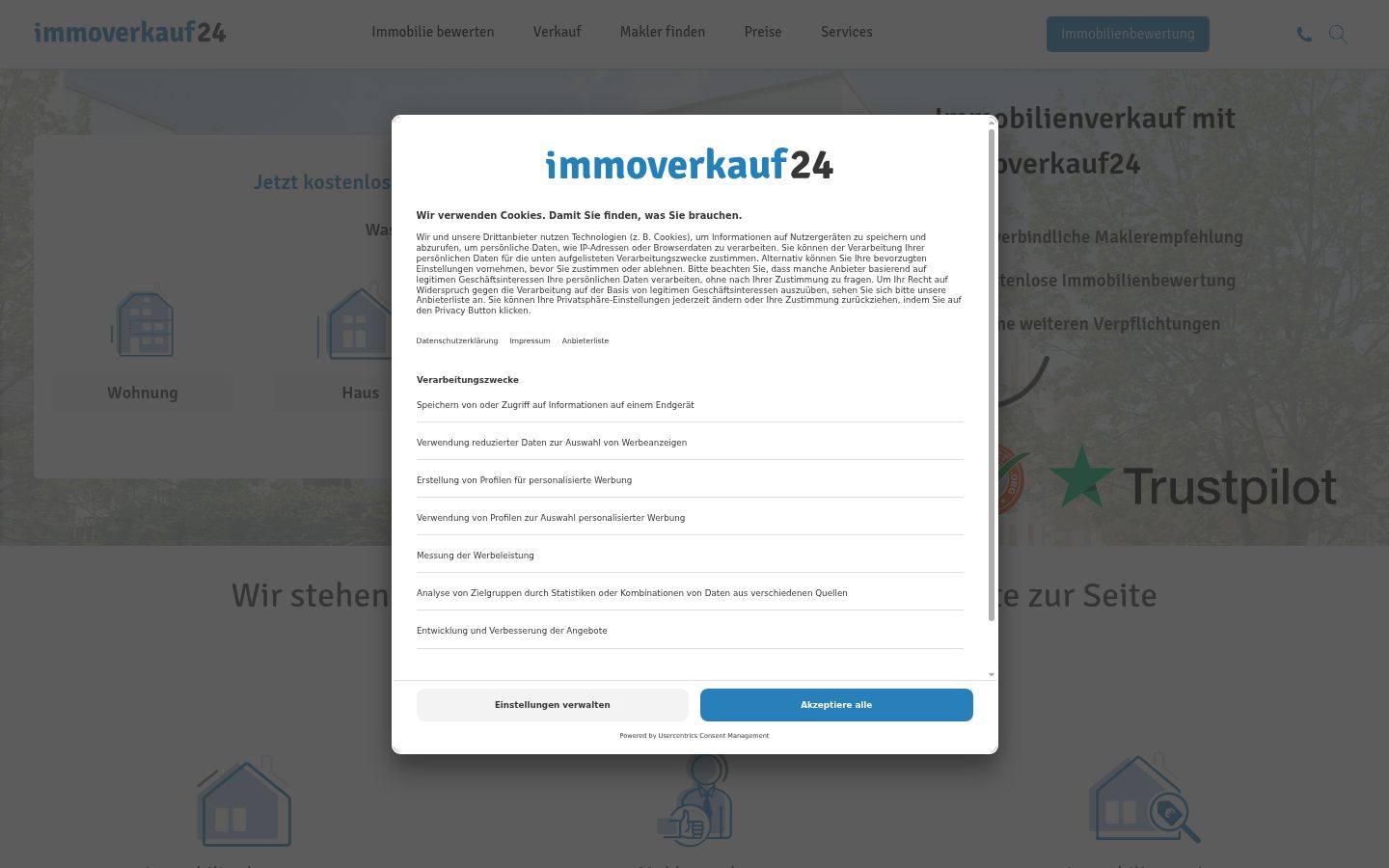 Screenshot del banner di consenso mostrato prima di qualsiasi interazione