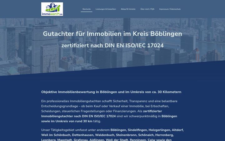 Screenshot of immowert71.de