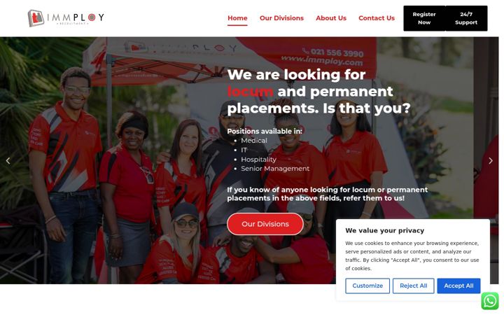 Screenshot of immploy.com