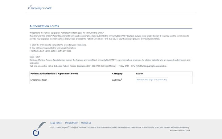 Screenshot of immunitybiocaredocsign.com