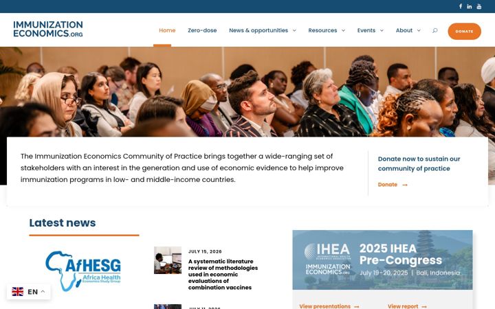 Screenshot of immunizationeconomics.org