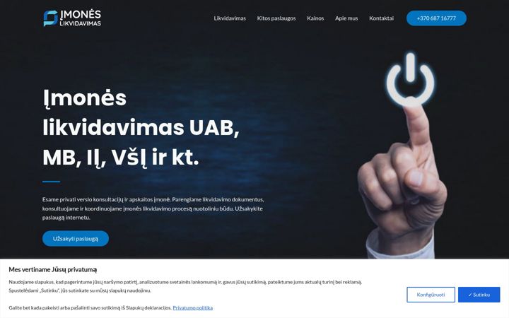 Posnetek zaslona imoneslikvidavimas.lt