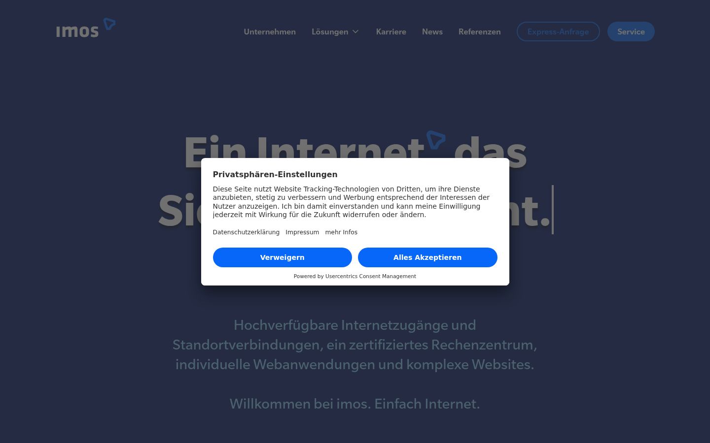 Screenshot van de toestemmingsbanner zoals getoond vóór enige interactie