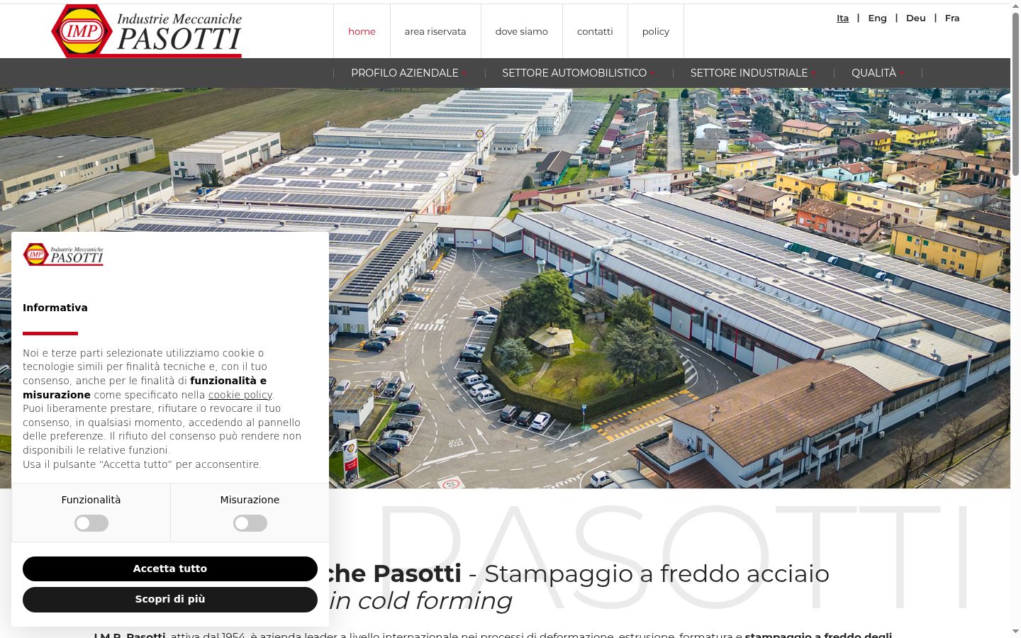 Screenshot del banner di consenso mostrato prima di qualsiasi interazione