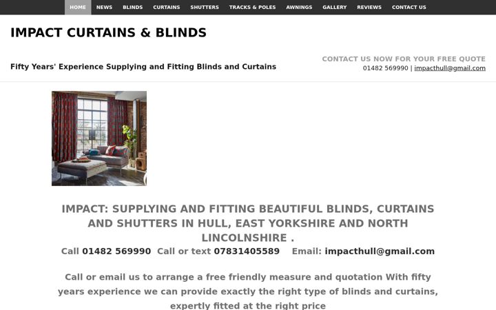 Screenshot ta' impactcurtainsandblinds.co.uk