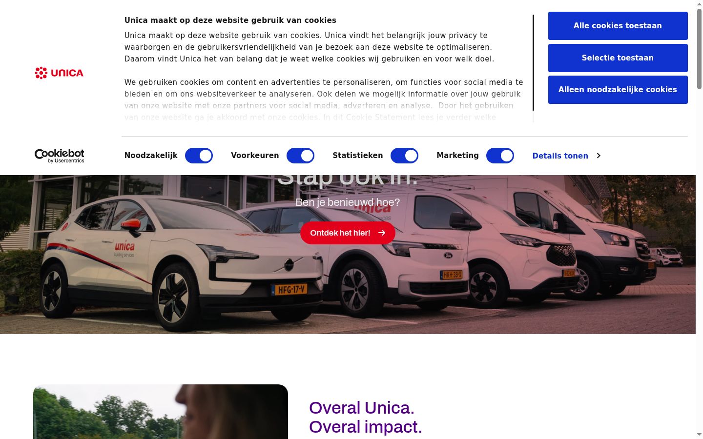 Screenshot des Einwilligungsbanners vor jeglicher Interaktion