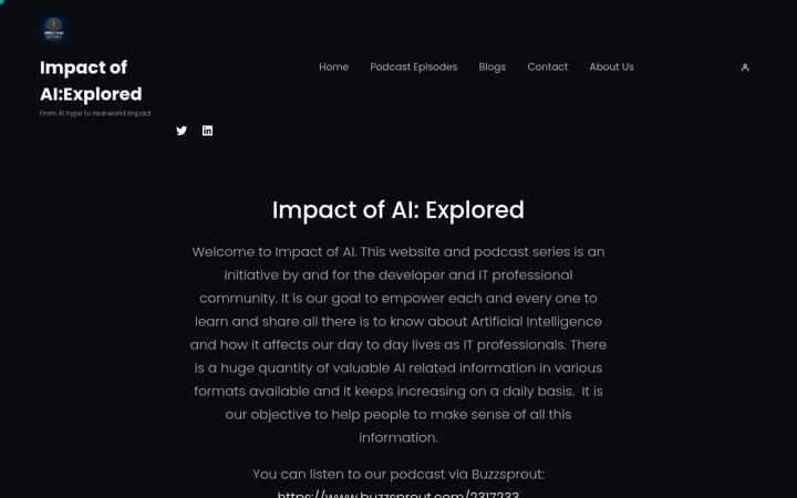 Screenshot of impactofaiexplored.com