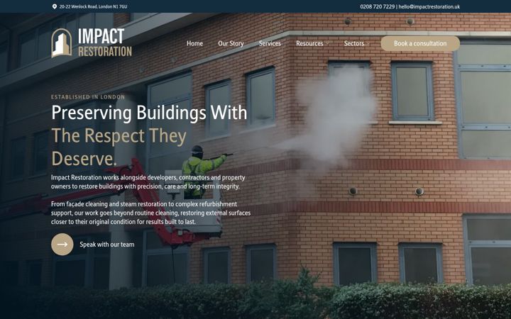 Screenshot of impactrestoration.uk