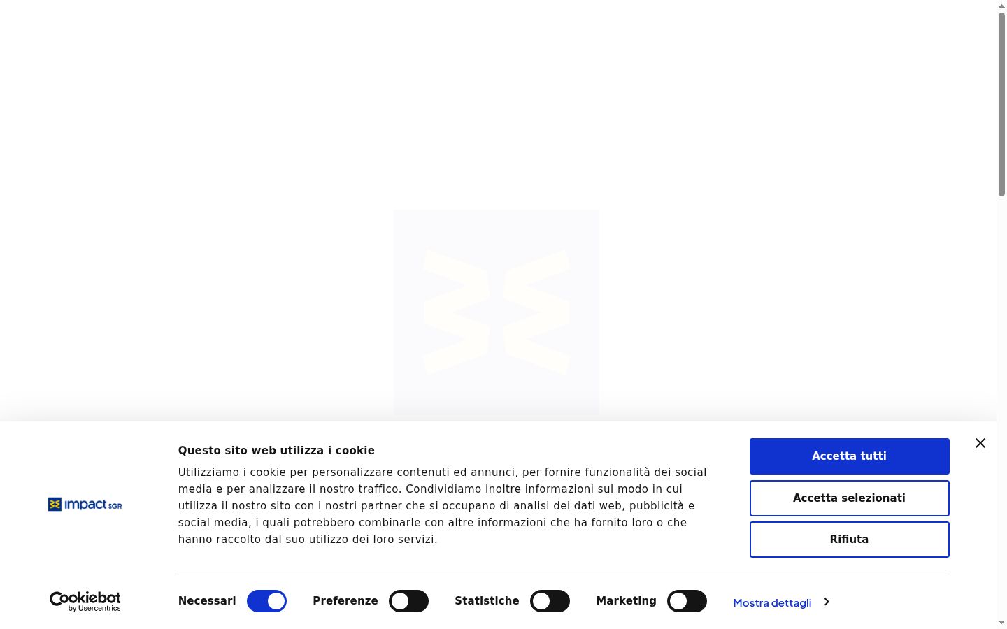 Screenshot del banner di consenso mostrato prima di qualsiasi interazione