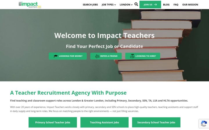 Snímek obrazovky impactteachers.com