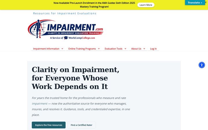 Snímek obrazovky impairment.com