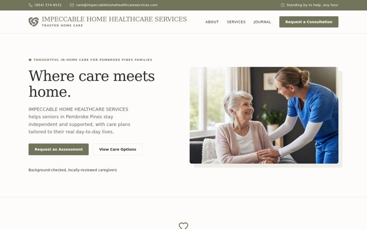 Screenshot of impeccablehomehealthcareservices.com