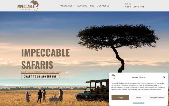 Screenshot του impeccablesafaris.com