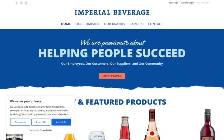 Screenshot του imperialbeverage.com