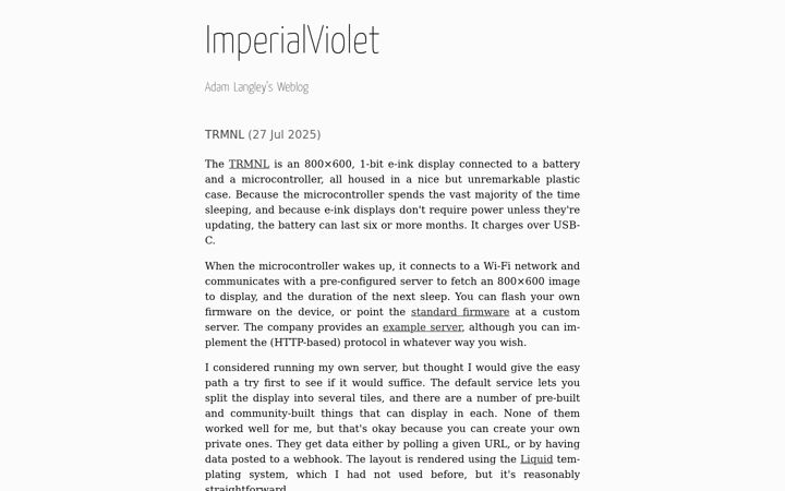 Screenshot of imperialviolet.org