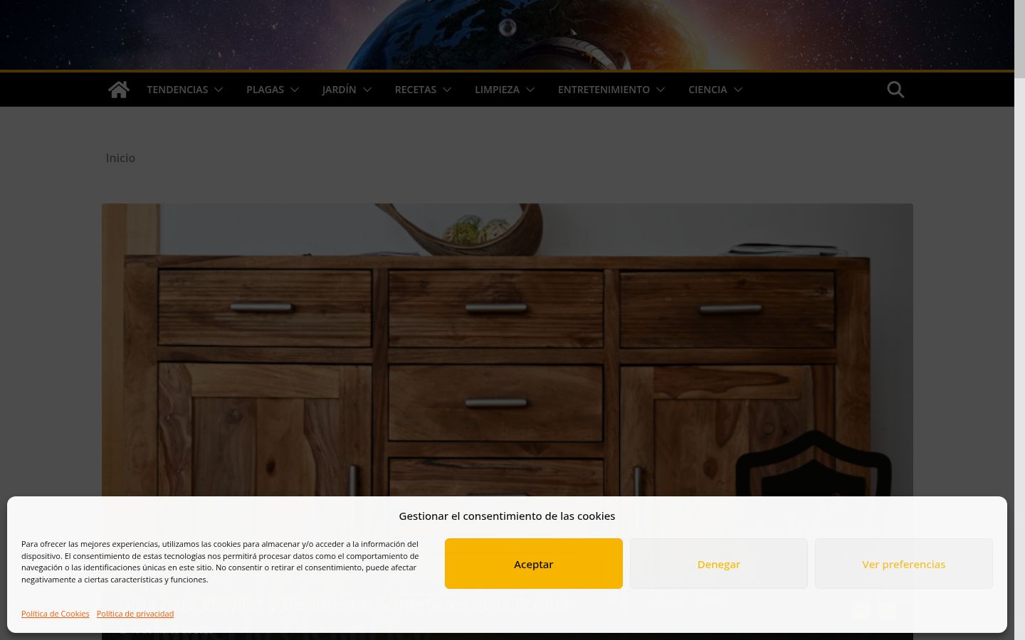 Captura de ecrã do banner de consentimento apresentado antes de qualquer interação
