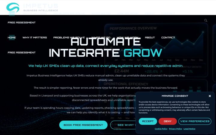 Screenshot of impetus-bi.co.uk