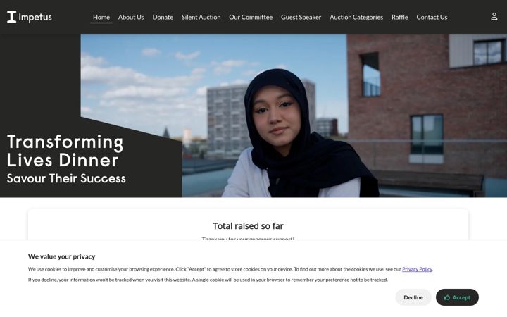 Screenshot of impetustransforminglivesdinner.com