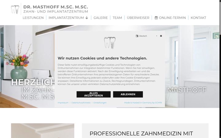 Screenshot of implantatzentrum-marl.de