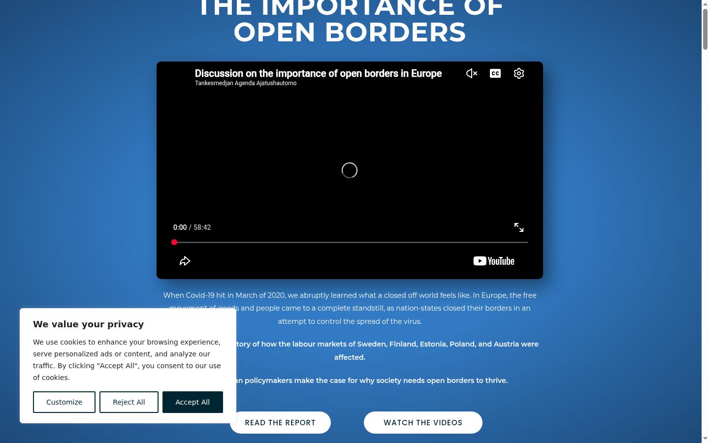 Screenshot of the consent banner shown before any interaction