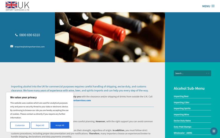 Screenshot of importing-wine-beer-spirits.co.uk