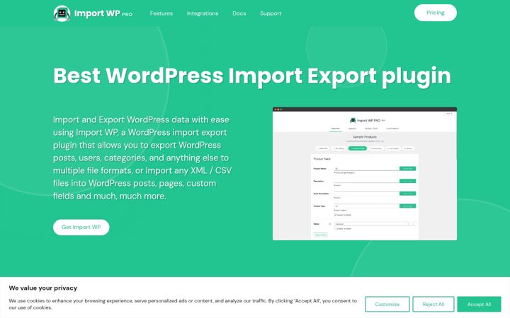 Screenshot of importwp.com