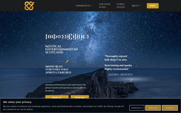 Screenshot of impossibilities.co.uk