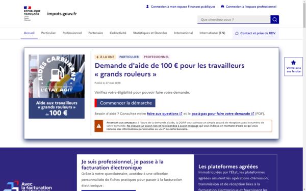 Screenshot of impots.gouv.fr