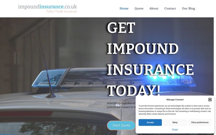 Screenshot of impoundinsurance.co.uk