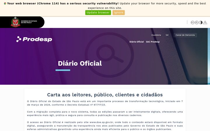 Screenshot of imprensaoficial.com.br