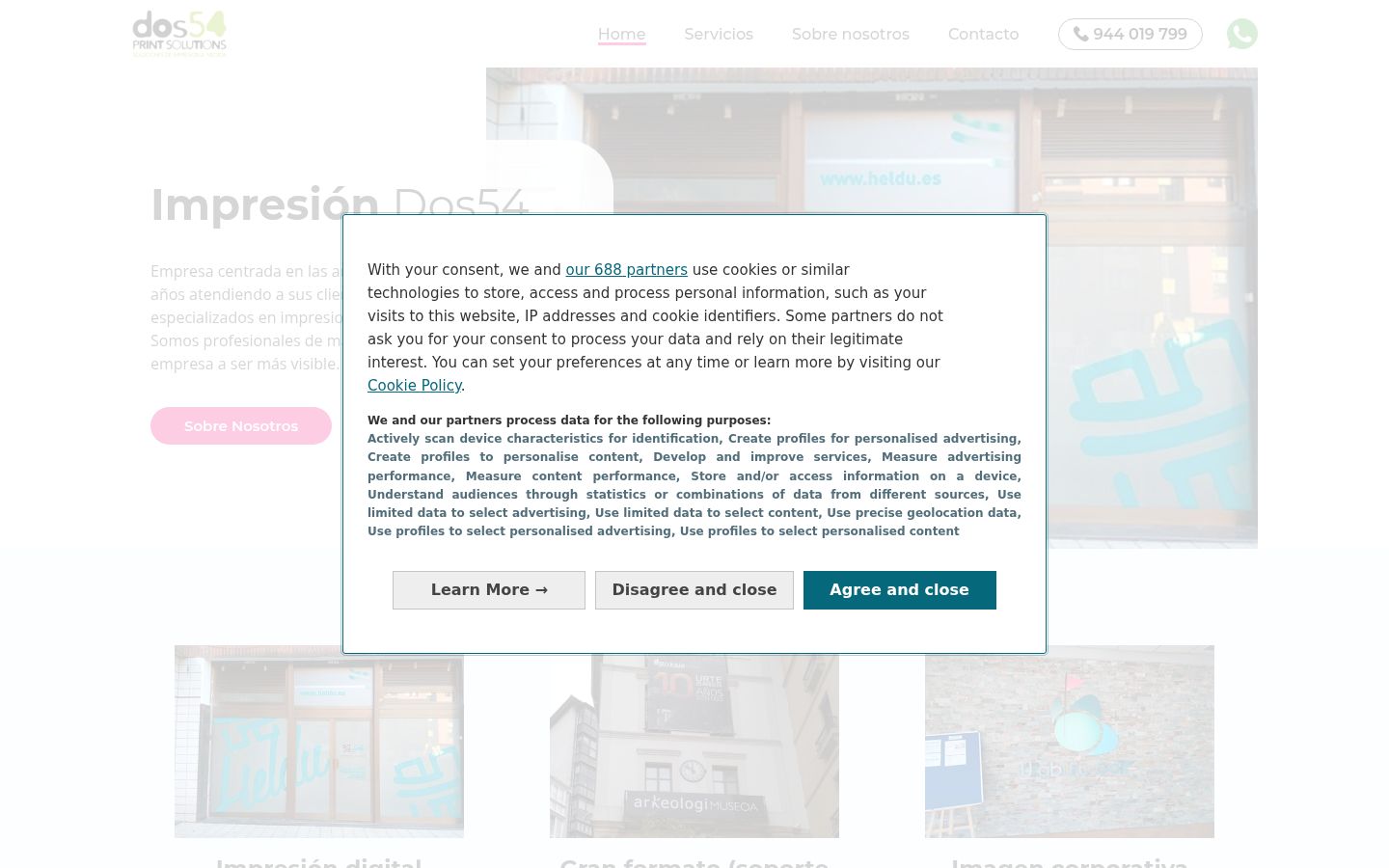 Screenshot of the consent banner shown before any interaction