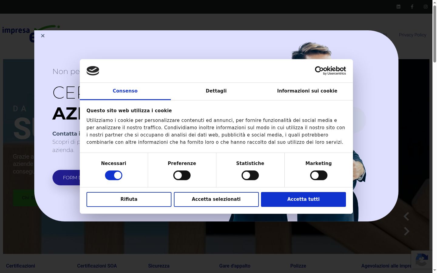 Screenshot of the consent banner shown before any interaction