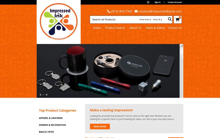 Screenshot of impressedbyink.com