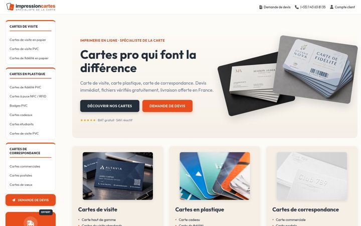 Screenshot of impressioncartes.fr