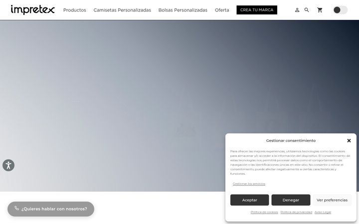 Snímek obrazovky impretex.com