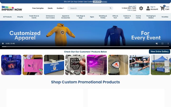 Screenshot of imprintnow.com