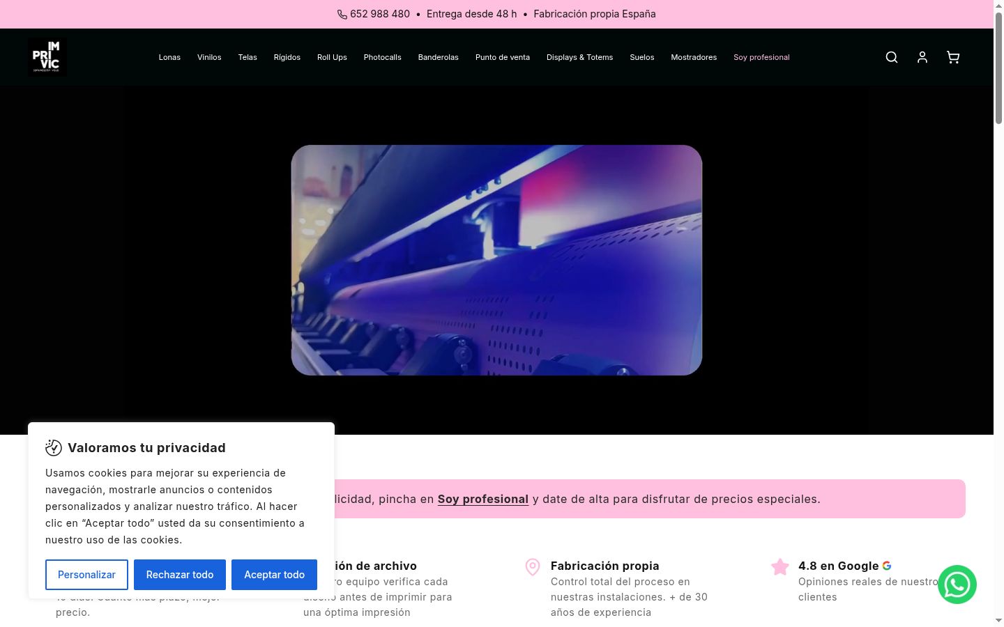 Képernyőkép a bármilyen interakció előtt megjelenő hozzájárulási bannerről