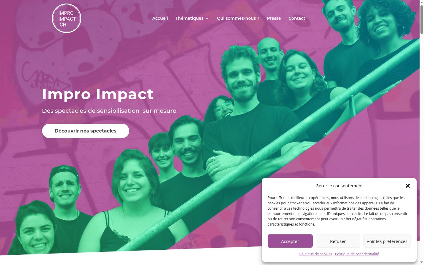 Screenshot of the consent banner shown before any interaction